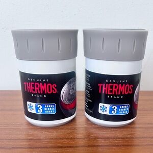 2 Thermos Vacuum Insulated Stainless Steel Beverage Can Insulator White